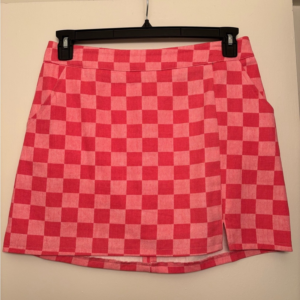 Pink Checkered Skirt